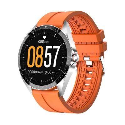 Smart Watch Kumi GW16T Silver/Orange Смарт-часы • совместимость • iOS • Android  • 1.28" • 240x240 • IP67 • 128mB  пульсометр • термометр • уровень кислорода в крови • 220mAh • 7 дней работы