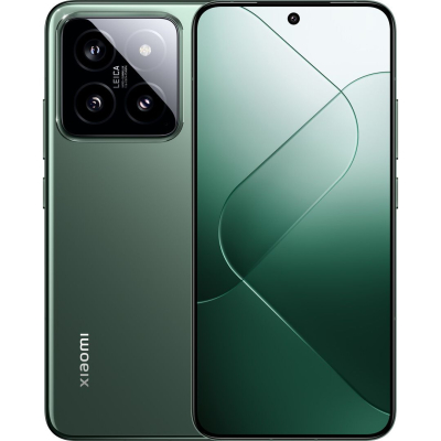 Смартфон Xiaomi 14 12/256Gb NFC Jade Green (Global Version) Корпус: 152,8x71,5x8,2 мм, 188 г; Фронтальне скло (Gorilla Glass Victus), задня скляна або силікон-полімерна, алюмінієва рамка; IP68 // Дисплей: 6.36" LTPO OLED, 68B кольорів, 120Hz, Dolby Vision, HDR10+, 3000 ніт (пікова), роздільна здатність 1200x2670px, 20.03:9, 460ppi // Чіпсет: Qualcomm SM8650-AB Snapdragon 8 Gen 3 (4 нм): Восьмиядерний (1x3,3 ГГц Cortex-X4 & 3x3,2 ГГц Cortex-A720 & 2x3,0 ГГц Cortex-A720 & 2x2,3 ГГц Cortex-A520 ); Адрено 750 // Пам'ять: 256 ГБ 12 ГБ RAM; UFS 4.0 // ОС/ПЗ: Android 14, HyperOS // Основна камера: Ширококутна (основна) : 50 МП, f/1.6, 23 мм, 1/1.31", 1.2 мкм, подвійний піксель PDAF, лазерне автофокусування, OIS; Телефото : 50 МП, f/2.0, 75 мм, PDAF (10 см - ?) ), OIS, 3,2-кратне оптичне збільшення; Надширококутна : 50 МП, f/2,2, 14 мм, 115? // Фронтальна камера: 32 МП, f/2.0, 22 мм (ширококутна), 0,7 мкм // Запис відео: основна камера : 8K@24fps (HDR), 4K@24/30/60fps (HDR10+, 10-bit Dolby Vision HDR, 10-bit LOG), 1080p@30/60/120/240/960fps, 720p@ 1920 кадрів в секунду, гіро-EIS; Фронтальна камера : 4K@30/60fps, 1080p@30/60fps, gyro-EIS // Акумулятор: 4610mAh; 90 Вт дротовий, PD3.0, QC4, 50 Вт бездротовий, 10 Вт зворотний бездротовий зв’язок // Підключення: 5G; eSIM; Подвійна SIM; Wi-Fi 7; BT 5.4, aptX HD, aptX Adaptive; NFC; Інфрачервоний порт // Інше: сканер відбитків пальців (під дисплеєм, оптичний); стереодинаміки.