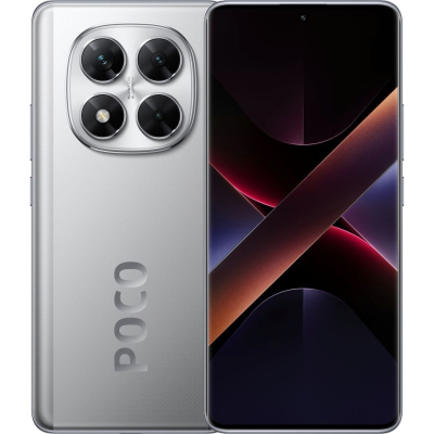 Смартфон Poco X7 12/512Gb Silver (Global Version) Корпус: 162,3x74,4x8,2 мм, 190 г; IP68 • Дисплей: 6,67" AMOLED, 68B кольорів, 120 Гц, HDR10+, Dolby Vision, 3000 ніт (пікова), 1220x2712 пікселів, 20,01:9, 446 ppi; Завжди включений дисплей • Чіпсет: Mediatek Dimensity 7300 Ultra (4 нм): восьмиядерний (4x2,5 ГГц Cortex-A78 і 4x2,0 ГГц Cortex-A55); Mali-G615 MC2 • Пам'ять: 512 ГБ 12 ГБ ОЗУ; UFS 2.2.ОС/ПЗ: Android 14, до 3 основних оновлень Android, HyperOS 1 • Основна камера: 50 МП, f/1,5, 26 мм, 1/1,96", 0,8 мкм, PDAF, OIS; Надширококутна : 8 МП, f/2,2, 15 мм, 120˚, 1/4,0", 1,12 мкм; Макро : 2 МП, f/2.4 • Фронтальна камера: 20 Мп, f/2.2, 25 мм (ширококутна), 1/4.0", 0.7 мкм • Запис відео: основна камера: 4K@24/30fps, 1080p@30/60/120fps, gyro-EIS, OIS; Фронтальна камера : 1080p@30/60fps • Акумулятор: 5110 мАг; 45 Вт, PD3.0 • Підключення: 5G, дві SIM-карти; Wi-Fi 6; BT 5.4, LHDC; NFC; Інфрачервоний порт • Інше: сканер відбитків пальців; стереодинаміки, віртуальний датчик наближення.